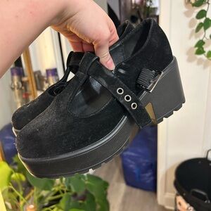 Nasty Gal Black Suede Platform Mary Janes